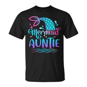 Mermaid Auntie Cute Mermaid Birthday Family Matching T-Shirt - Seseable