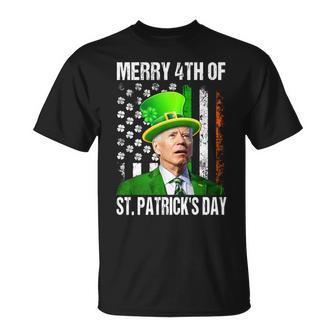 Merry 4Th Of St Patrick's Day Joe Biden Leprechaun Hat T-Shirt - Seseable