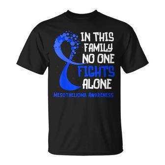 Mesothelioma Awareness Blue Ribbon Hope Family Fighter T-Shirt - Seseable