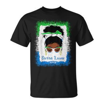 Messy Bun Sierra Leone Flag Woman Girl T-Shirt - Monsterry DE