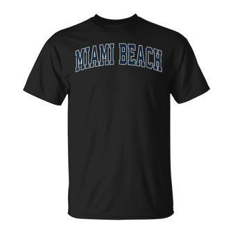 Miami Beach Florida Fl Vintage Sports Navy T-Shirt - Monsterry