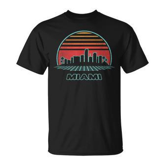 Miami City Skyline Retro Vintage 80S Style T-Shirt - Monsterry