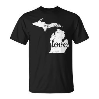 Michigan Love Mi Home State Pride Distressed T-Shirt - Monsterry