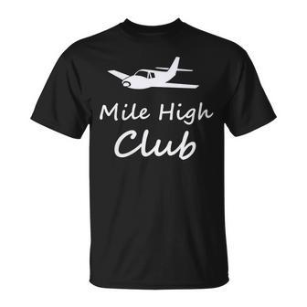 Mile High Airplane Private Jet Club T-Shirt - Monsterry