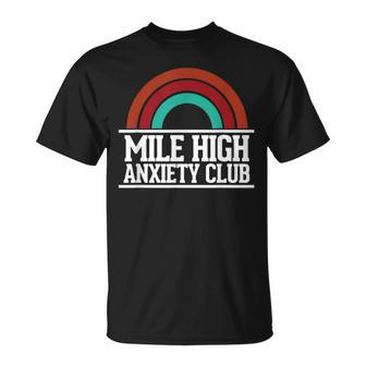 Mile High Anxiety Club Anxious Flying Pilot T-Shirt - Monsterry