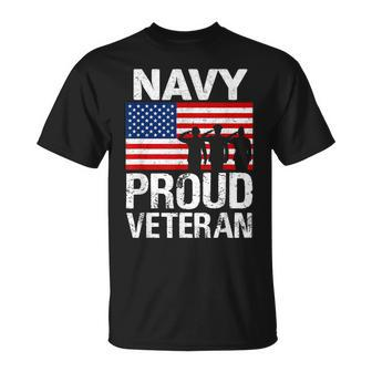 Military Red White Blue Flag Proud Navy Veteran T-Shirt - Monsterry UK