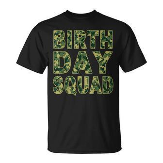 Military Green Camouflage Pattern Matching Birthday Squad T-Shirt - Thegiftio UK
