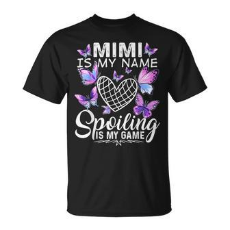 Mimi Is My Name Spoiling Is My Game Cute Butterflies Print T-Shirt - Monsterry DE