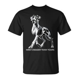 Mine's Bigger Than Yours Large Gentle Dog Lover Great Dane T-Shirt - Seseable
