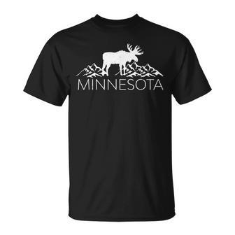 Minnesota Moose And Mountains Souvenir Nature T-Shirt - Monsterry