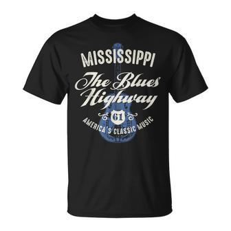 Mississippi The Blues Highway 61 Music Usa Guitar Vintage T-Shirt - Monsterry