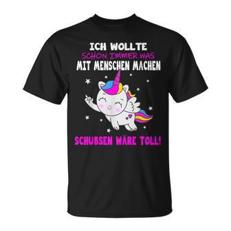 Was Mit Menschen Machen Unicorn Saying T-Shirt - Seseable