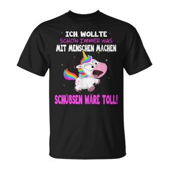 Was Mit Menschen Machen Unicorn Saying T-Shirt - Geschenkecke