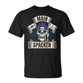 Moin Ihr Spacken Norden Skull Slogan T-Shirt - Seseable