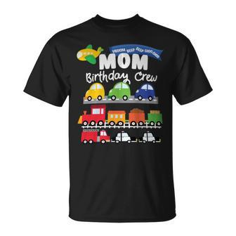 Mom Transportation Birthday Airplane Cars Fire Truck Train T-Shirt - Monsterry