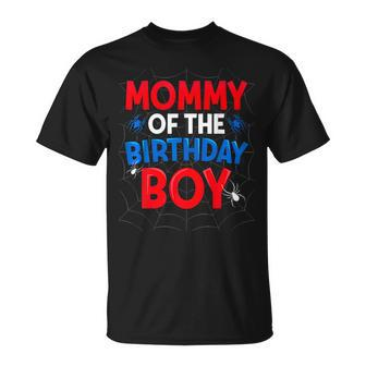 Mommy Of The Birthday Boy Costume Birthday Party Spider Web T-Shirt | Mazezy CA
