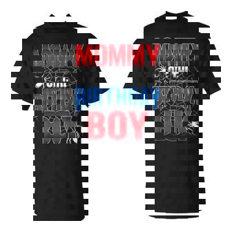 Mommy Of The Birthday Boy Costume Spider Web Birthday Party T-Shirt - Monsterry