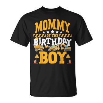 Mommy Of The Birthday Boy Excavator Construction Truck T-Shirt - Monsterry DE