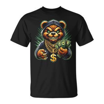 Money Calling Hip Hop Bear Teddy Gangster Rap Swag Dope T-Shirt | Mazezy DE