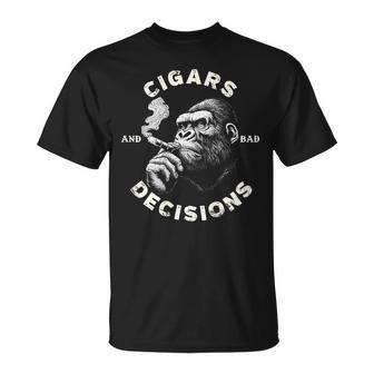 Monkey Cigars And Bad Decisions On Back T-Shirt - Monsterry UK