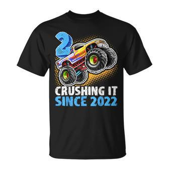 Monster Truck 2 Year Old Boys 2Nd Birthday Party Born 2022 T-Shirt | Mazezy