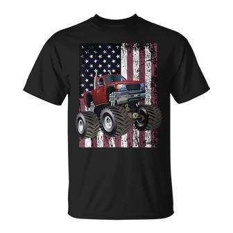 Monster Truck American Flag Racing Usa Boys Jam T-Shirt - Monsterry AU