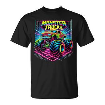 Monster Truck Birthday Party Retro Monster Trucks T-Shirt | Mazezy AU