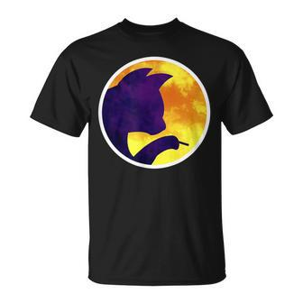 Moon Night Smoking Cigarette Purple Cat Shadow T-Shirt - Monsterry UK