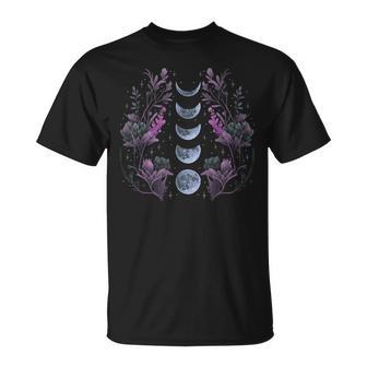 Moon Phases Wild Flowers Wiccan Wicca Witch Pagan Cute Retro T-Shirt - Thegiftio UK