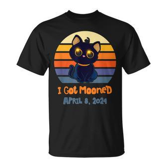I Got Mooned April 8 2024 Total Solar Eclipse Party Cat Fans T-Shirt - Seseable