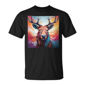 Moose Colorful Graphic T-Shirt - Monsterry DE