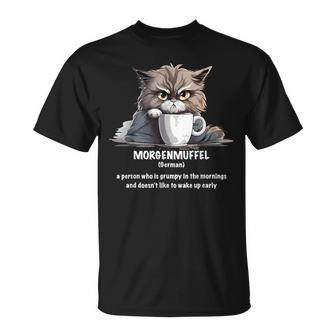 Morgenmuffel Morning Grouch Cute Grumpy In Morning Cat Wake T-Shirt - Monsterry