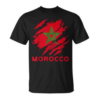 Morocco Flag Vintage Style Retro Morocco Football Mor T-Shirt - Seseable