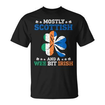 Mostly Scottish And A Wee Bit Irish St Patrick Day T-Shirt - Thegiftio UK