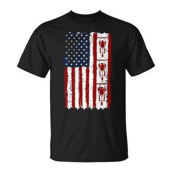 Motocross American Flag Motorcycle Tire Tracks Off Road T-Shirt | Mazezy
