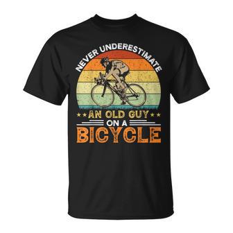 Mountain Bike Never Underestimate An Old Guy On A Bicycle T-Shirt - Monsterry CA