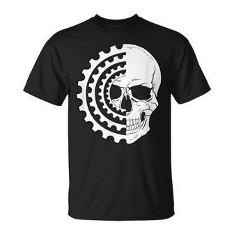Mountain Biking Skull And Mtb Gear For Crazy Downhiller T-Shirt - Monsterry UK