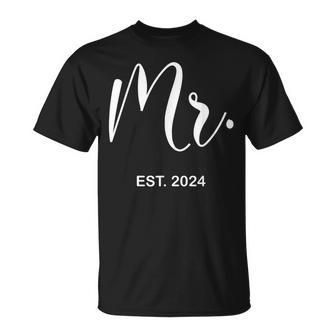 Mr Est 2024 Just Married Wedding Hubby Mr & Mrs Men T-Shirt - Monsterry DE