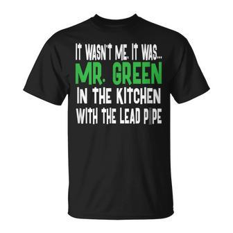 Mr Green Kitchen Lead Pipe Clue T-Shirt - Monsterry DE