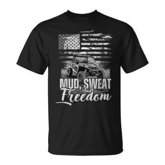 Mud Sweat And Freedom Patriotic American Offroad Sxs Utv T-Shirt - Seseable