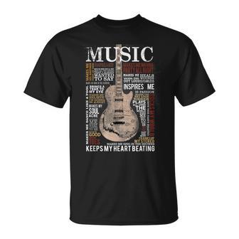 Music Quotes Guitar Keeps My Heart Beating Musician Bass T-Shirt - Monsterry AU