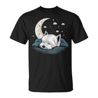 Napping Westie Pajama West Highland White Terrier Sleeping T-Shirt - Monsterry DE