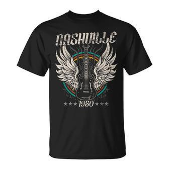 Nashville 1950 Music City Guitar Rock And Roll Vintage T-Shirt - Monsterry CA