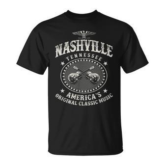 Nashville Music City Usa Guitar Vintage T-Shirt - Monsterry CA