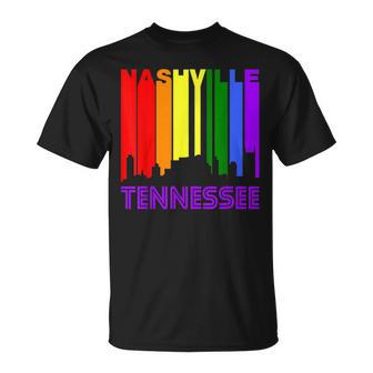 Nashville Tennessee Lgbtq Gay Pride Rainbow Skyline T-Shirt - Monsterry AU