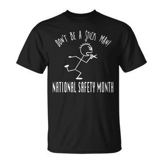 National Safety Month Awareness Stick Man Scissors T-Shirt - Monsterry DE