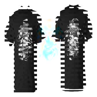 Nature Wild Dog Wolf Howling At The Moon Dream Catcher T-Shirt - Thegiftio UK