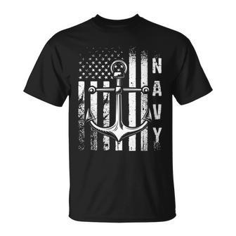 Navy Anchor And Us Flag T-Shirt - Monsterry AU