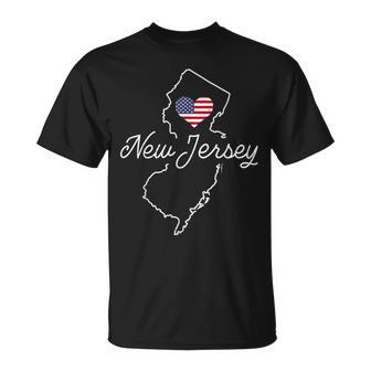 New Jersey Lover Love Nj State Flag New Jersey T-Shirt - Seseable