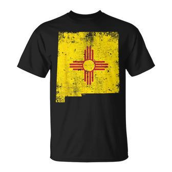 New Mexico State Flag Faded Flag Of New Mexico T-Shirt - Monsterry